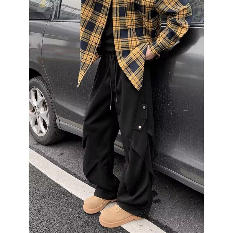 美式复古星空伞兵工装裤男生潮牌潮流褶皱宽松阔腿直筒裤休闲长裤，男装休闲裤，星座506B