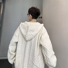 新款秋冬加厚慵懒风休闲情侣针织衫男女外套连帽开衫毛衣带帽毛线，男装针织衫/毛衣，星座410-6（原星座1304-1）