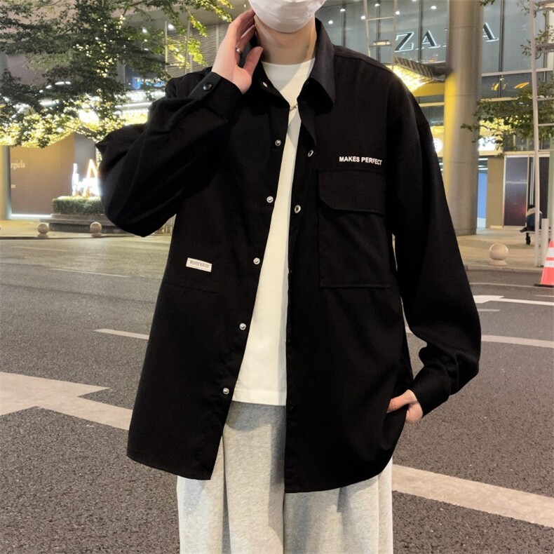 衬衫男春秋2024新款外套日系衬衣学生潮牌短袖上衣服CY625-P41图片
