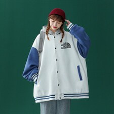 中性风2022秋季新款设计感潮牌印花宽松棒球服夹克G95--p65控88，男装夹克，A247A