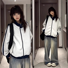 现货藏青色美式立领拉链卫衣男女W09特P45，男装卫衣，星座205-3