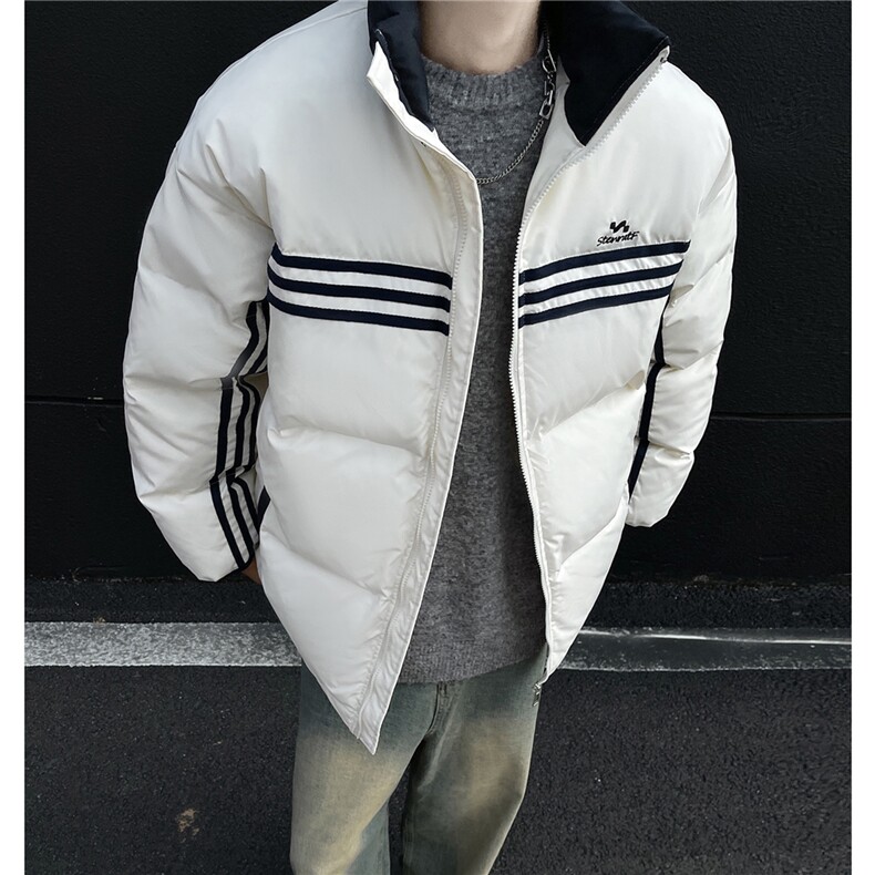 冬装新品美式条纹织带棉服刺绣logo棉衣休闲外套男G1100P118,男装棉衣,电商A339