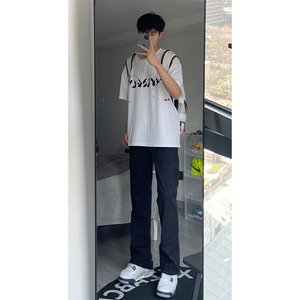 新款美式ins高街hiphop直筒黄泥牛仔裤货号K659P50图片