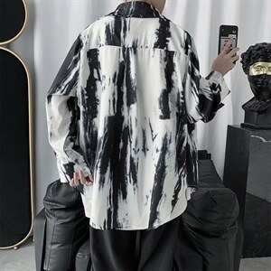 扎染长袖衬衫男士潮牌宽松复古休闲中性衬衣港风外套cs014-p35,男装衬衫,星座1008-2