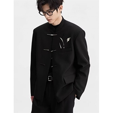 刺绣新中式风立领西装外套春秋男风垫肩中山装上衣XZ22，男装西服套装，星座1116A（原606A-3）