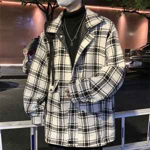 wassup happy小香风格子外套男士春秋季2025新款潮牌毛呢休闲夹克图片