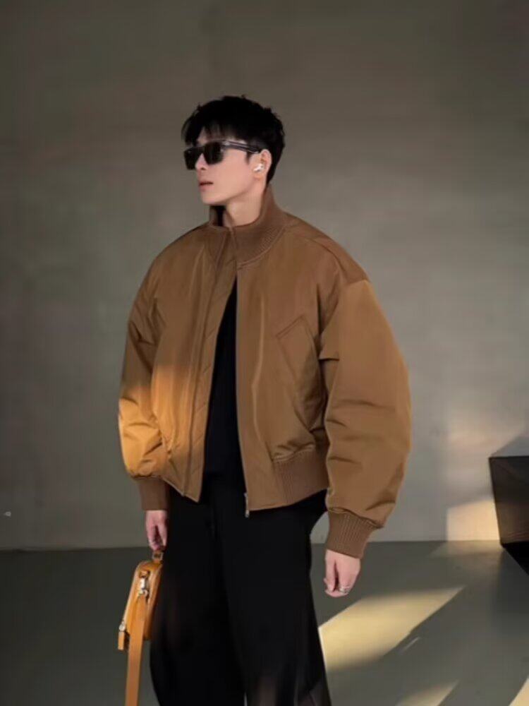Q19/P66硬汉美式廓形立领飞行夹克男冬季棒球服情侣短款外套潮,男装夹克,星座1506