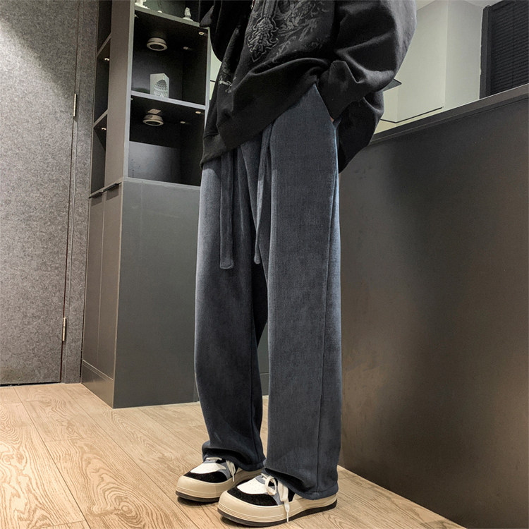休闲裤重磅卫裤冬季男雪尼尔灯芯绒裤垂感阔腿裤K993P55加绒65,男装休闲裤,电商D315A