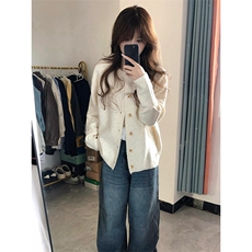 重磅秋冬男女北极绒开衫毛衣美式复古休闲慵懒风单排扣针织衫外套，男装针织衫/毛衣，电商A486