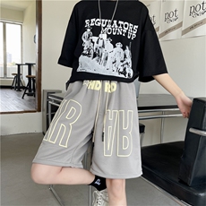 218-1-P25-D40夏季宽松休闲字母印花五分裤，男装休闲裤，四季星座218-1