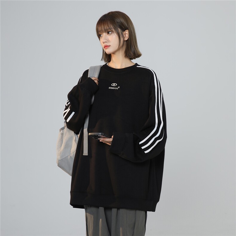 长袖美式复古卫衣女秋季2025新款胖mm宽松显瘦白色上衣WY271-P48,男装卫衣,星座1008-1