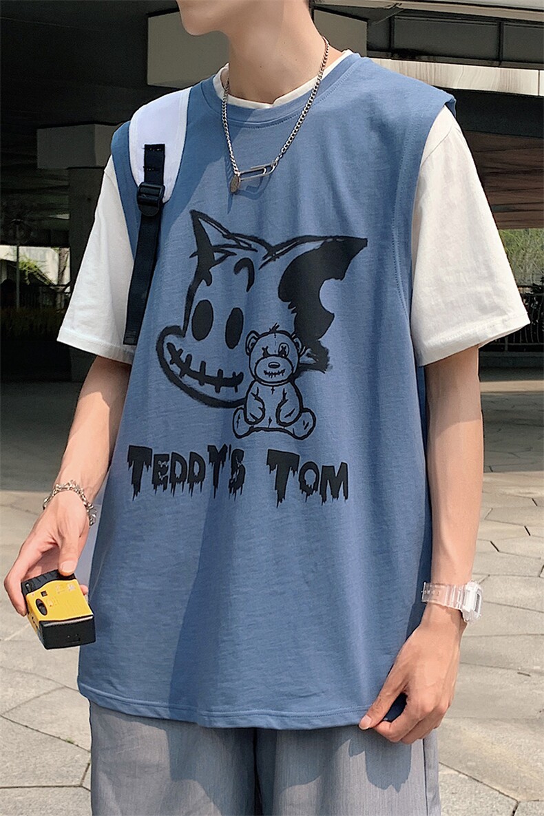 夏季港风宽松青少年休闲背心TC1114-P25,男装T恤,星座717