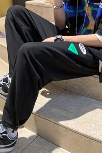 K6073/P35夏季华夫格港风九分裤男女开叉休闲裤束脚裤腰里包边图片