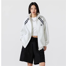 美式复古条纹开衫外套女2025春秋新款运动风宽松休闲潮立领卫衣，女装短外套，星座1210-1