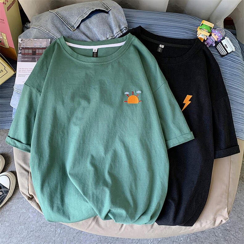 416B-1-DT89-P25限39中性风刺绣短袖t恤夏季学生宽松体恤半袖，男装T恤，星座416B-1