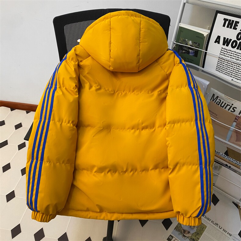 冬季潮流条纹五防立领加绒加厚棉衣情侣撞色棉服外套MY8899-p78,男装棉衣,星座610B-1