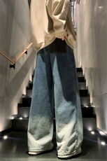 8XL-M特大码复古牛仔裤渐变宽松阔腿裤男加肥加大休闲款K947P45，男装休闲裤，电商D206-1