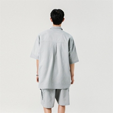 质感休闲短袖衬衫两件套男宽松五分袖衬衣外套A406TZ2976特P68，男装衬衫，星座309（原A406）
