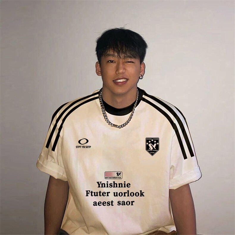 夏季美式高街重磅纯棉三条杠织带撞色男女短袖T恤ZD295-特P30,男装T恤,电商A486