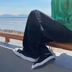 灯芯绒休闲裤子男潮牌直筒阔腿裤字母刺绣K914-P35，男装休闲裤，星座1001-1