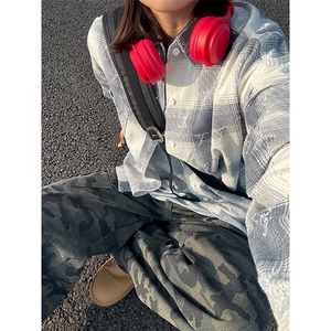 新款现货 牛仔长袖格子衬衫100棉成衣水洗上衣 CS323-P45图片