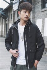 2021外景秋季新日系纯色大码连帽外套工装夹克男J959-P85，男装夹克，电商A001