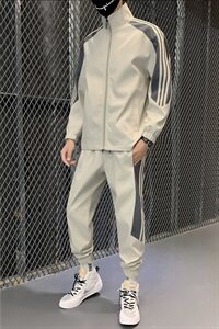 2021现货主推男士立领两件套休闲夹克运动套装D02图片