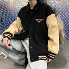 潮牌ins毛呢外套男女港风拼色帅气上衣宽松百搭休闲夹克WJ039-p55，男装夹克，星座1008