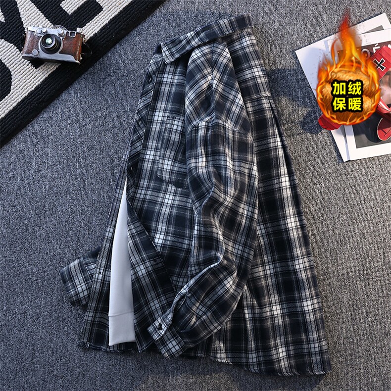 秋冬休闲潮流格子衬衫保暖加厚打底衫男C2158-特P32/C9732-特P40,男装衬衫,电商A007
