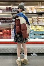 红色超好看撞色短款羽绒服女冬新款小个子洋气加厚90白鸭绒面包服，女装羽绒服，2D148