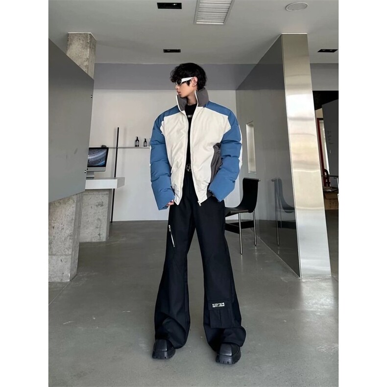 撞色立领棉服外套休闲情侣面包服棉衣MY021特P79,男装棉衣,星座908-1