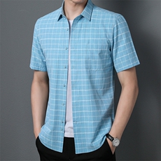 ADd32241钱塘2020-3夏季新款男士格子商务休闲短袖衬衫P60，男装衬衫，钱塘207-3