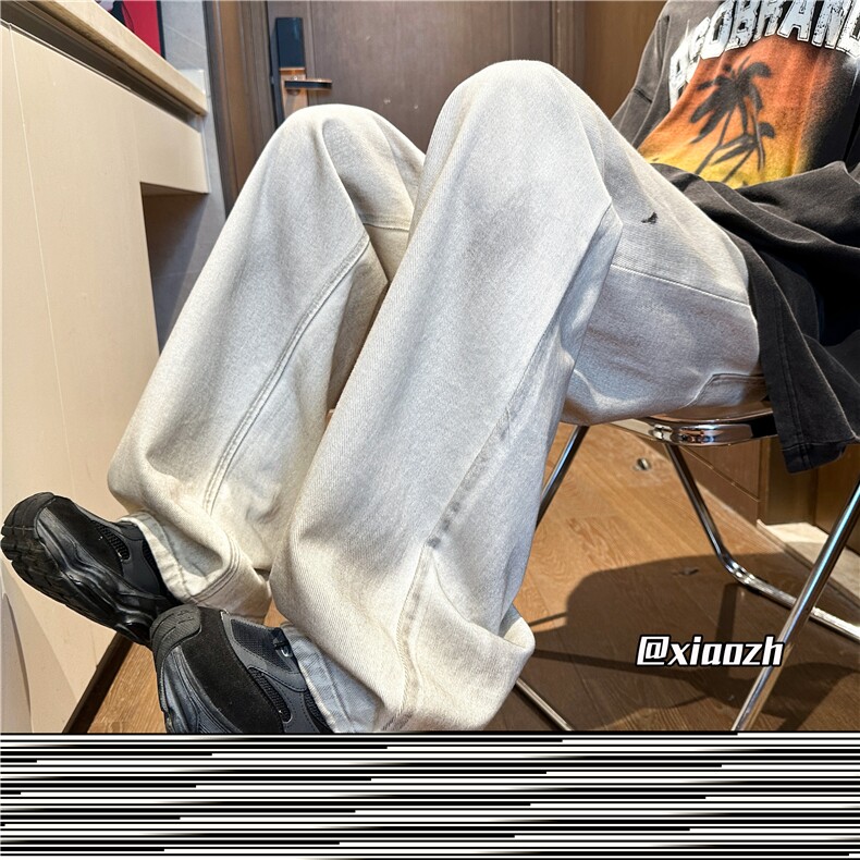XZ616秋季新款重磅高街脏洗扎染白色牛仔长裤TY1018特P65控78,男装休闲裤,星座512A（原616）