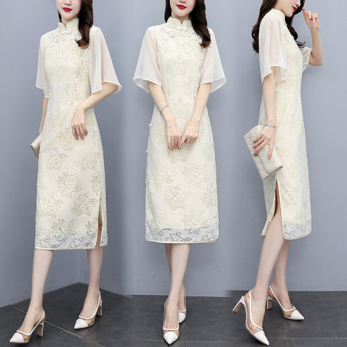 芷墨2022夏装新款时尚复古典雅蕾丝旗袍连衣裙司藤,女装汉服/婚纱/旗袍/礼服,芷墨服饰