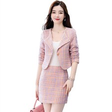 高端套装名媛女装2024年新款春装时尚洋气包臀小个子半身裙两件套，女装套装/套裙，罗腾