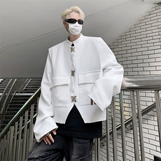 秋款男西服立领中山装大口袋蝴蝶扣垫肩唐装外套JK167P70，男装西服，星座1013-1
