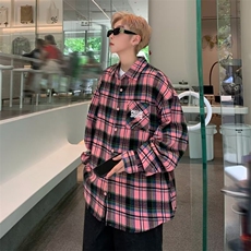 春秋港风格子衬衫男痞帅感长袖衬衣潮流日系内搭薄款外套C136，男装衬衫，星座1116A-1（原606A）