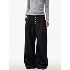 【高质量特批45】男女春秋高腰直筒排扣休闲显瘦裤子610A-YB5129，男装休闲裤，星座610A