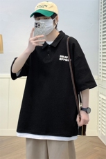 夏季青少年假两件休闲半袖纯色港风翻领T恤短袖1500-P45控价68，男装T恤，电商A441-1