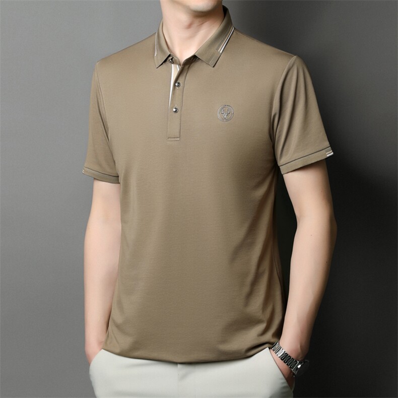 男士2023年夏季新款无痕T恤男短袖商务休闲中老年爸爸装体恤男，男装T恤，电商B360