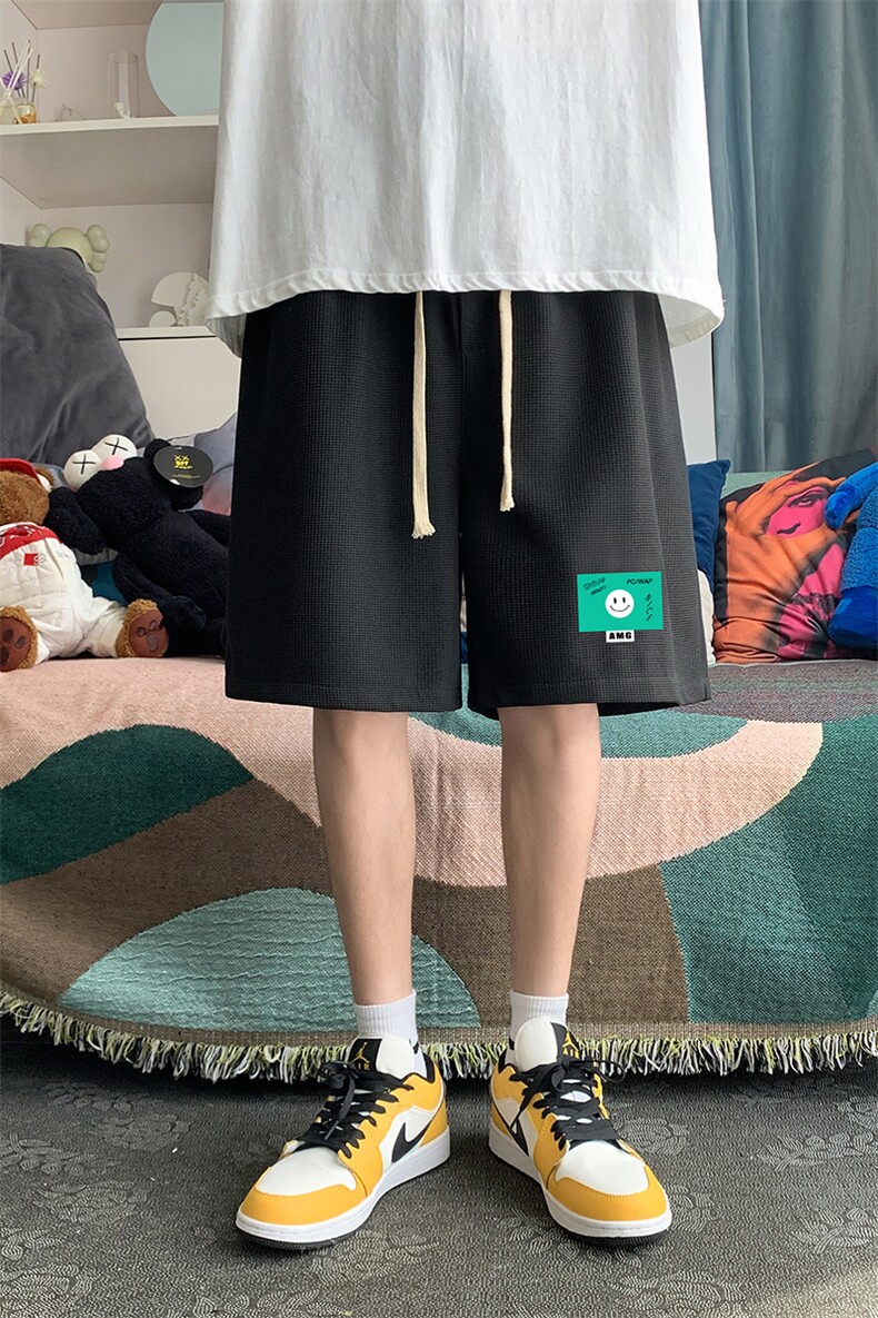 HD74264-P22华夫格短裤男大码宽松五分裤男直筒中裤,男装休闲裤,电商A040