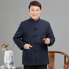 春季新款中青年唐装男长袖老年夹克外套爸爸装外套YDJ2368-P115，男装夹克，星座1105-3