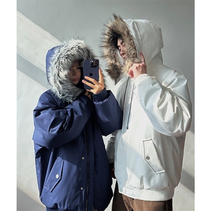 夹棉加厚连帽棉衣可拆卸毛领情侣工装派克服 5D1197-TP115198图片