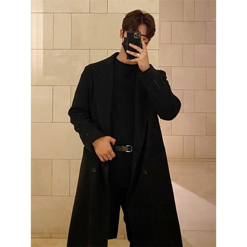 现货超长款秋冬韩版毛呢大衣宽松高级感潮流外套DY0020P118，男装毛呢大衣，星座1004（原星座815-3）