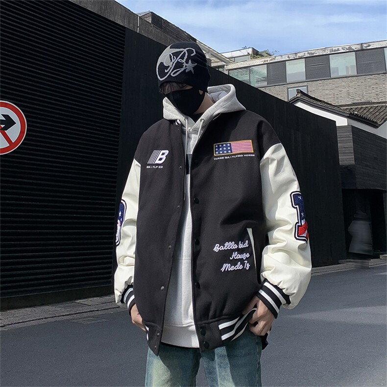 潮牌美式复古学院风棒球服棉服外套男秋冬情侣棉衣M033-P85,男装棉衣,星座308B-2
