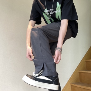 clean fit 夏季小西裤脚口开叉垂感直筒裤D329-QM597-P55-控88图片