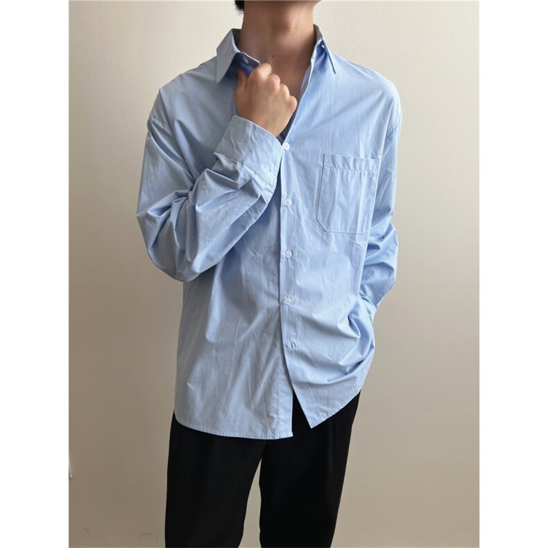 轻熟男士百搭休闲衬衫纯色翻领衬衣气质上衣510-1-C009-P55,男装衬衫,星座510-1