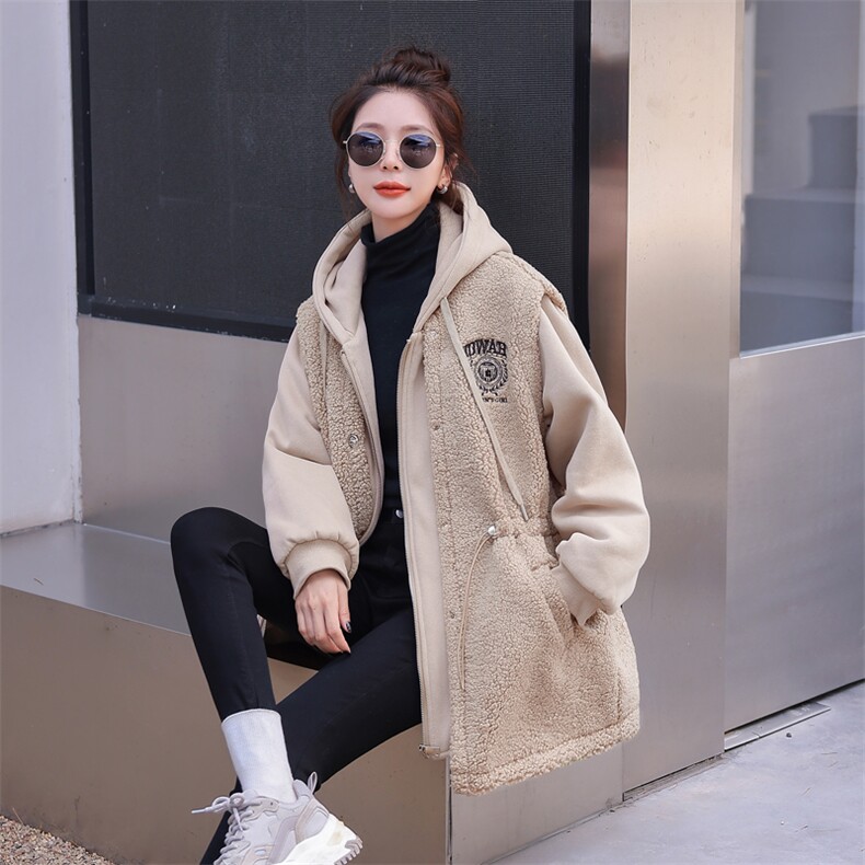 颗粒绒外套女2022冬季新款女装韩版时尚休闲保暖加厚仿羊羔毛外套,女装羊羔毛/颗粒绒,慧尚依恋