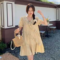 夏季新品主推设计感木耳边连衣裙2C2851805P120K178，女装连衣裙，2C285