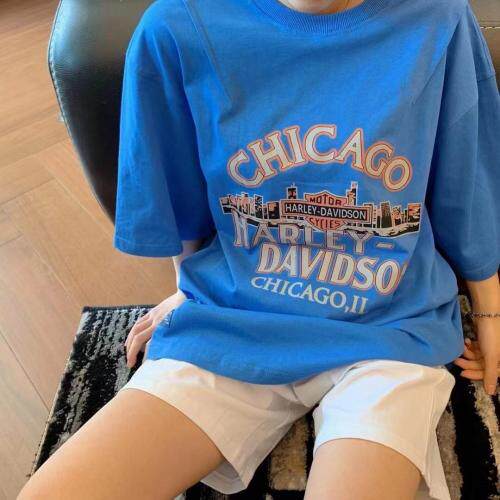 夏季新款捏皱印花T，女装，HV7ING